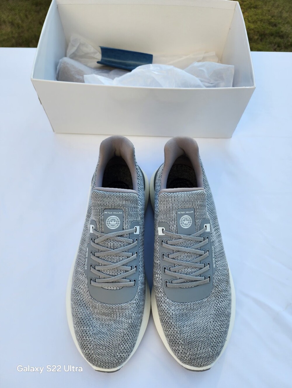 Peter Millar Hyperlight Apollo Gray Knit Slip On Sneakers Mens Size US 8.5